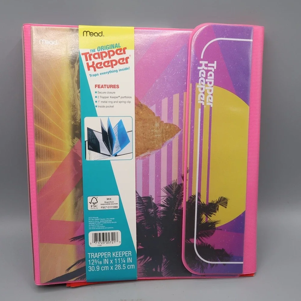 Trapper Keeper Sunset With Palm Trees MEAD 2020 With Folders 80s RETRO Vintage